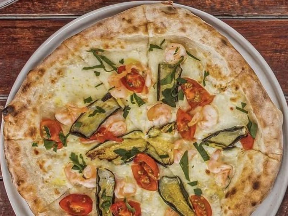 Zucchine e gamberetti pizza